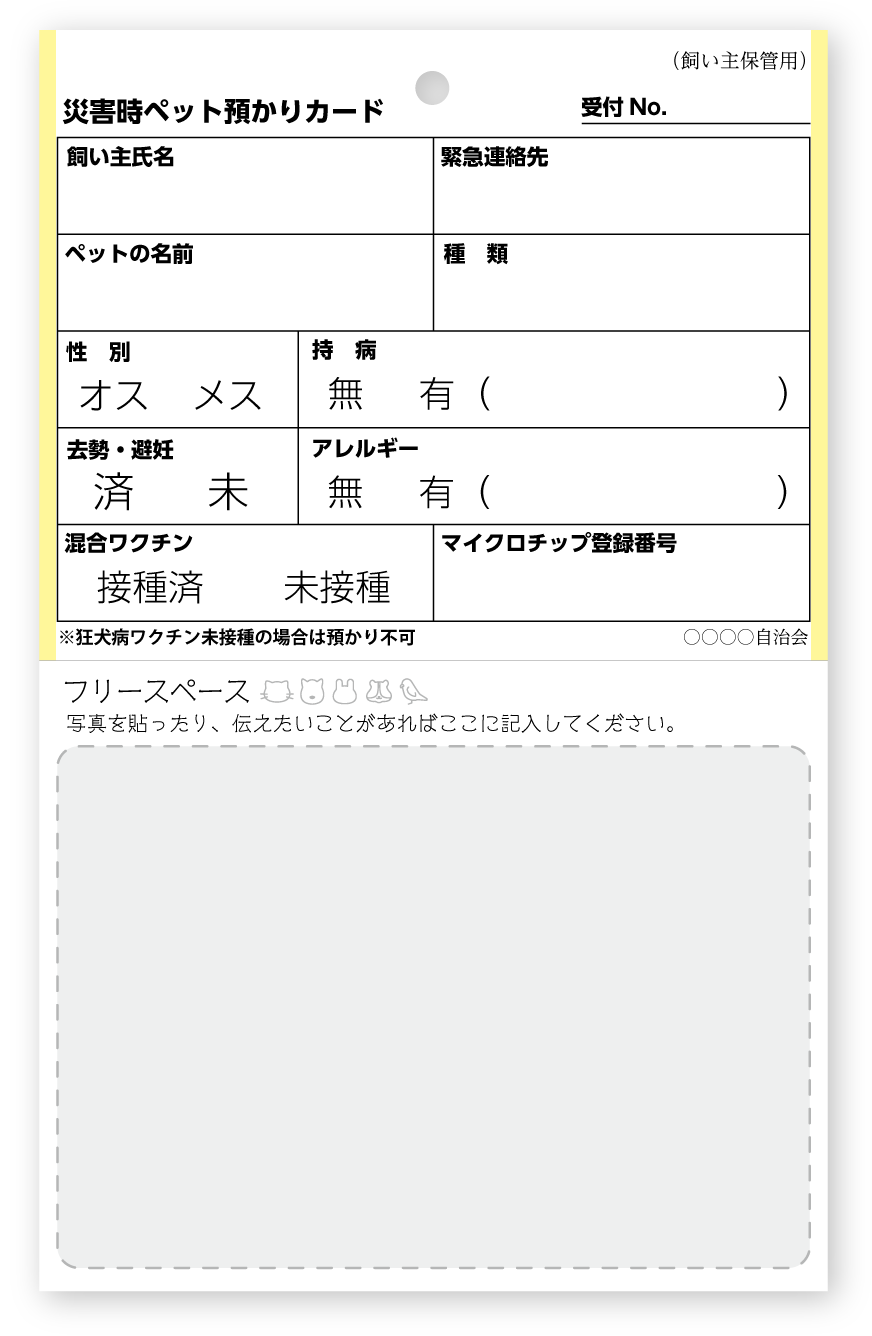 災害時ペット預かりカード
